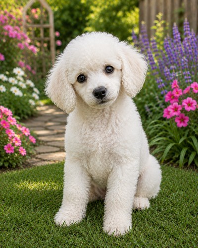 White poodle puppy dog - white,