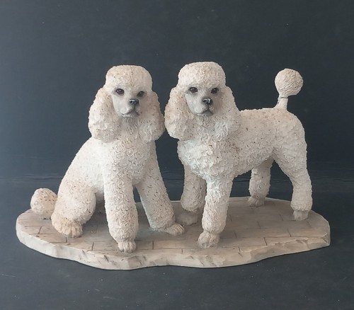 Pair white poodle mounted - poodle's,