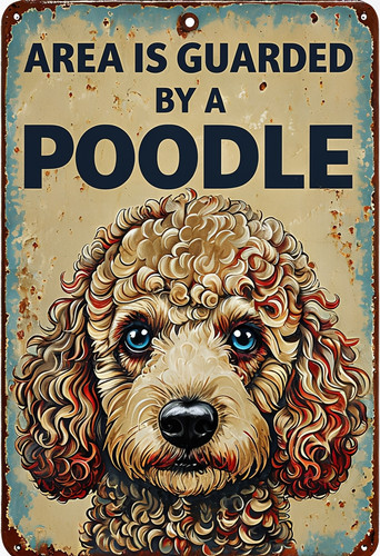 Warning poodle security metal - warning,