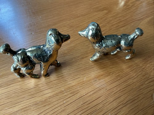 Brass poodle figurine pair - brass,