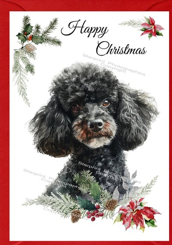 Poodle dog christmas - (black),