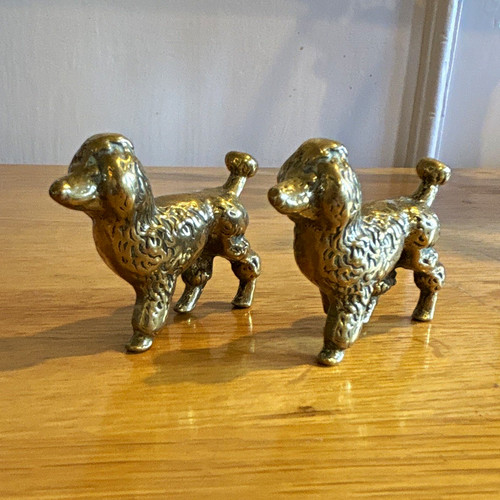 Vintage brass poodle dog - brass,