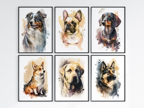 Watercolour dog wall art - dog,