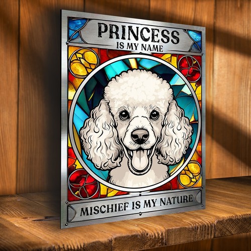 Personalised poodle sign metal - personalised,