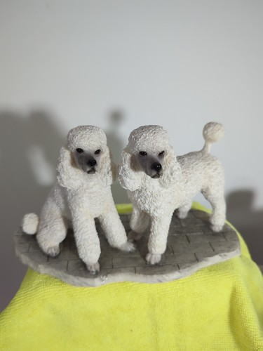 Pair white poodle mounted - poodle's,