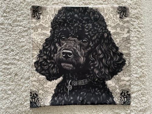 Black poodle dog cushion cover - black,
