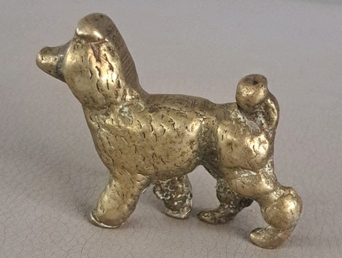 Vintage miniature brass poodle - brass,